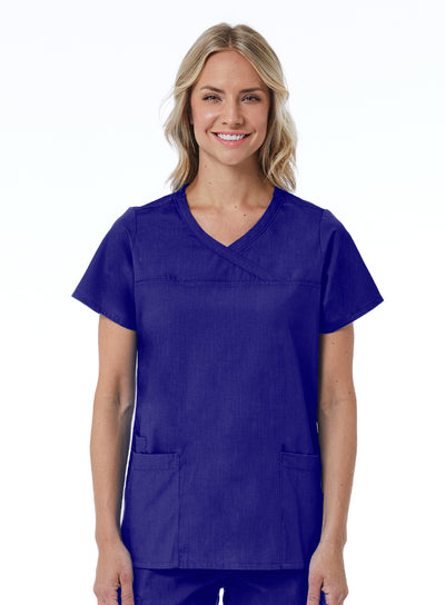 Galaxy Blue - Maevn Red Panda Curved Mock Wrap Top