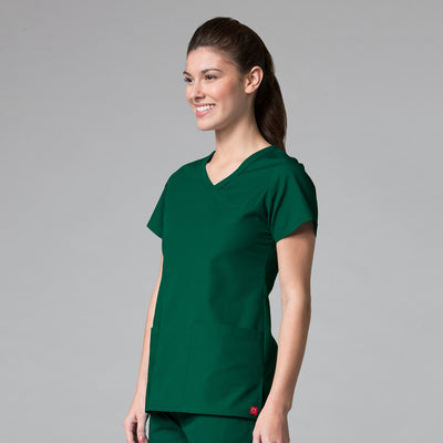 Hunter Green - Maevn Red Panda Curved Mock Wrap Top
