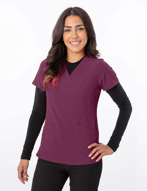 Berry - Green Town Zinnia V-Neck Stretch Top