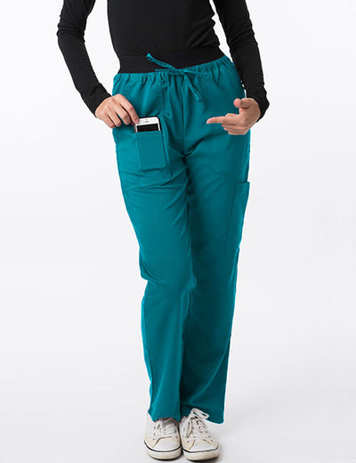 New Teal-Green Town, Scrub Pants, Stretch, Unisex Elastic Banded Pant