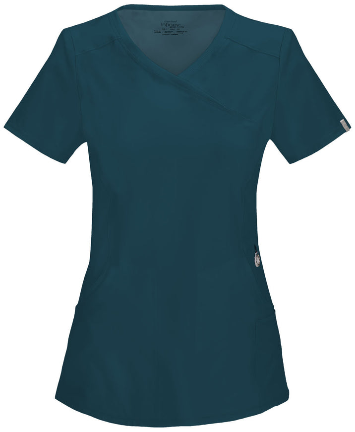 Caribbean Blue - Cherokee Infinity Mock Wrap Top