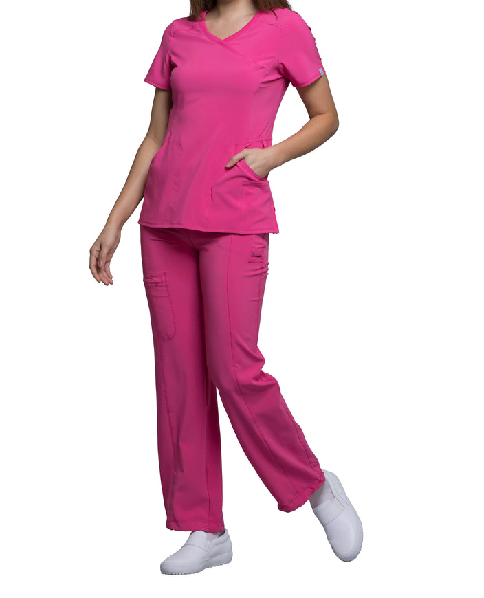 Carmine Pink - Cherokee Infinity Mock Wrap Top