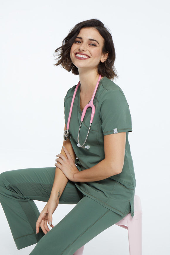 Olive - Cherokee Infinity Mock Wrap Top