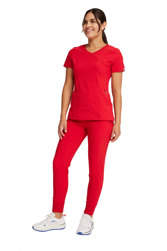 Red - Cherokee Infinity Mock Wrap Top
