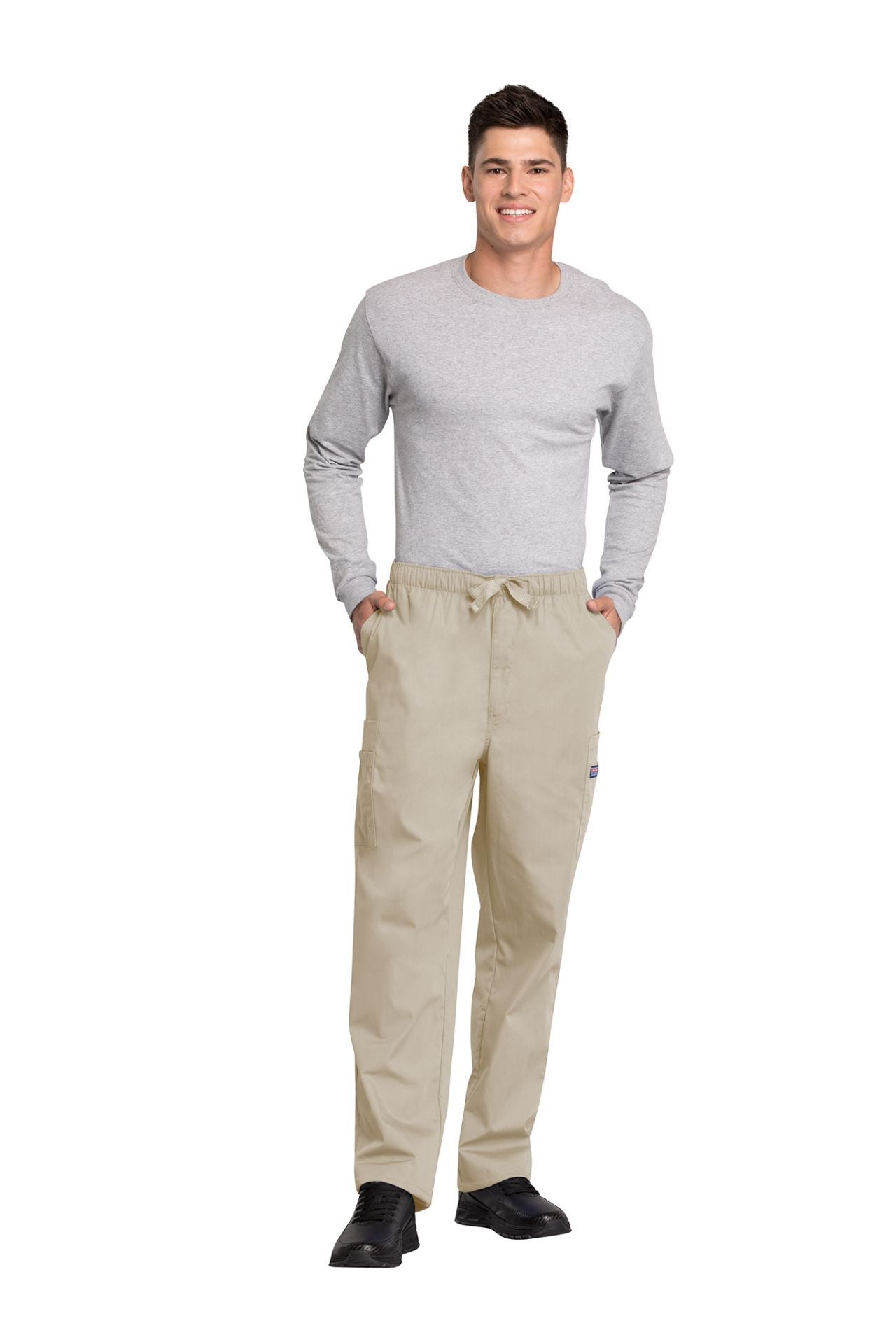 Khaki - Cherokee Workwear Originals Men's Fly Front Cargo Pant