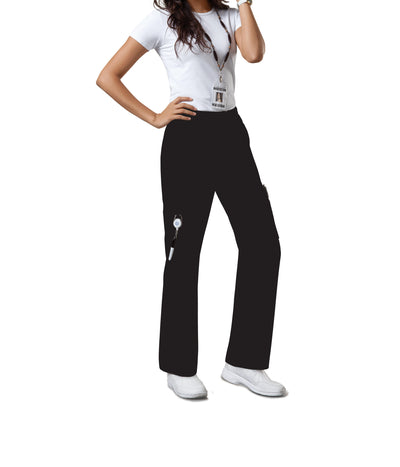 Black - Cherokee Workwear Core Stretch Mid Rise Pull On Cargo Pant
