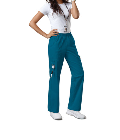 Caribbean Blue - Cherokee Workwear Core Stretch Mid Rise Pull On Cargo Pant