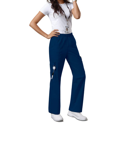Navy - Cherokee Workwear Core Stretch Mid Rise Pull On Cargo Pant