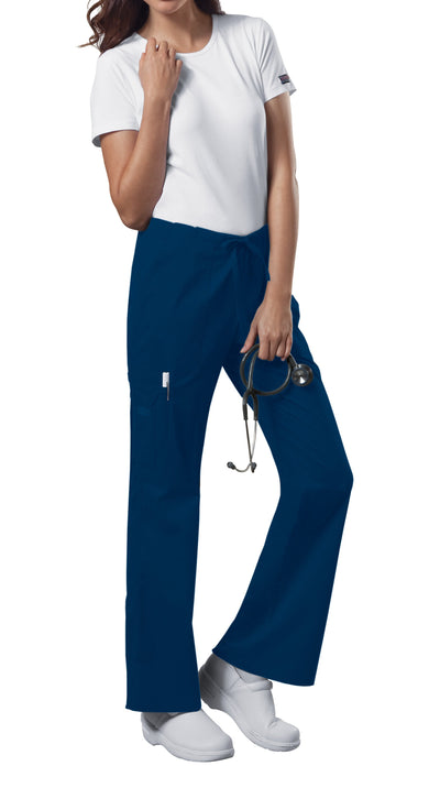 Navy - Cherokee Workwear Core Stretch Mid Rise Drawstring Cargo Pant