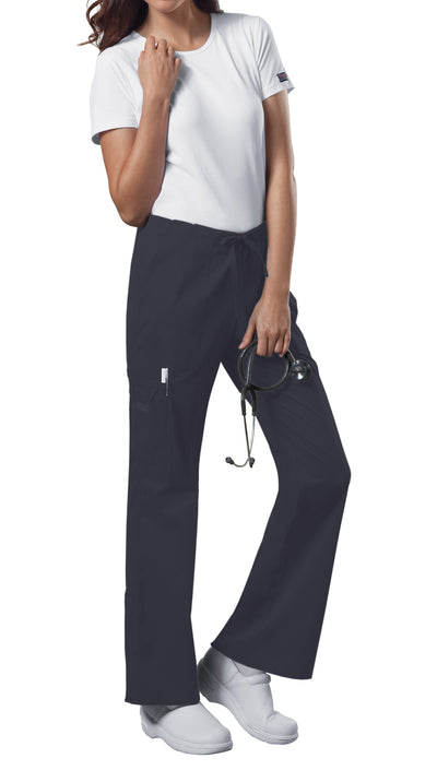 Pewter - Cherokee Workwear Core Stretch Mid Rise Drawstring Cargo Pant