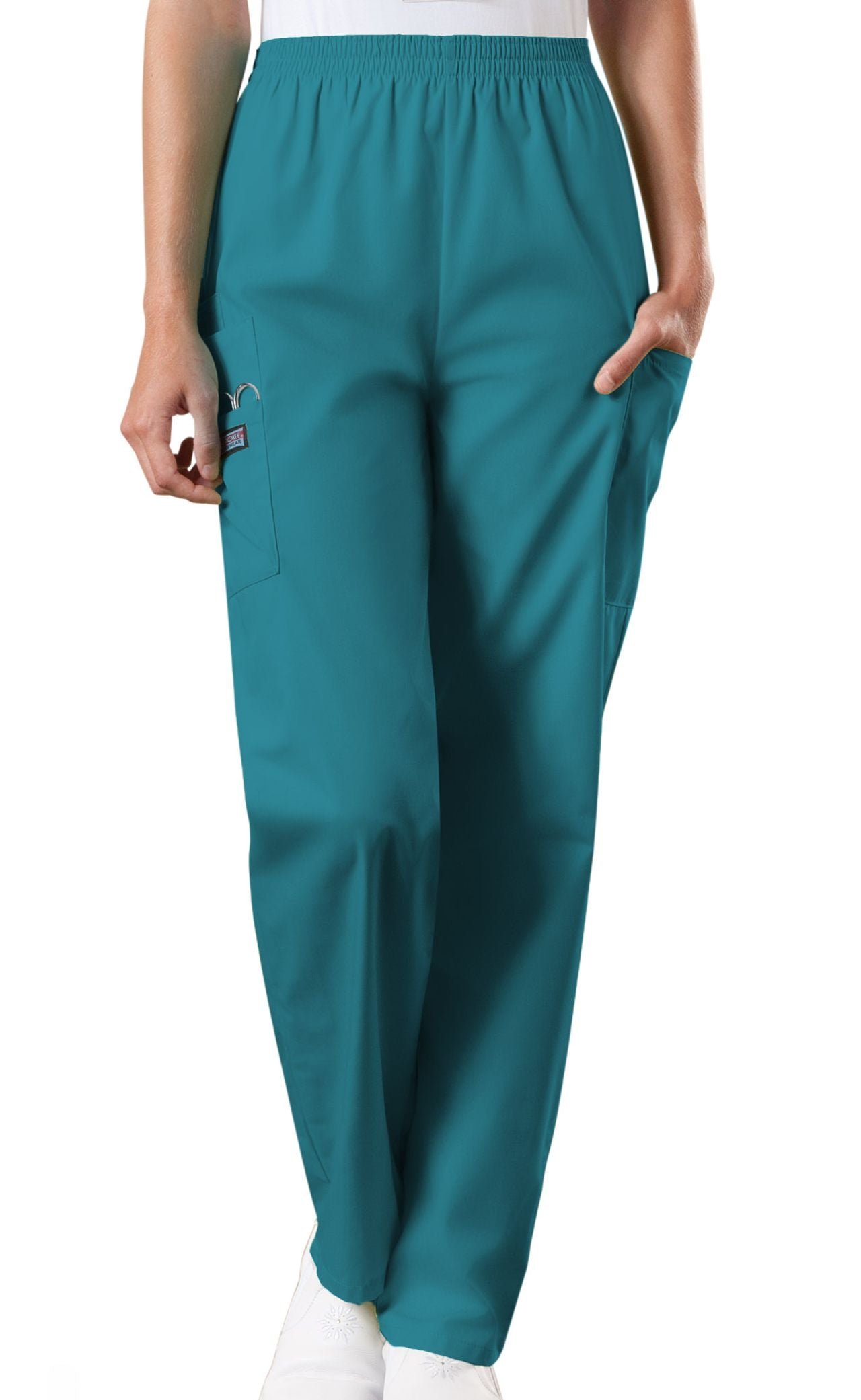 Teal Blue - Cherokee Workwear Originals Natural Rise Pull On Cargo Pant