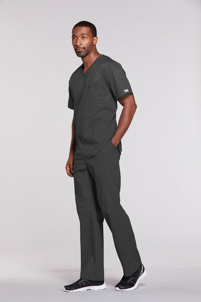 Pewter - Cherokee Workwear Core Stretch Unisex V-Neck Top