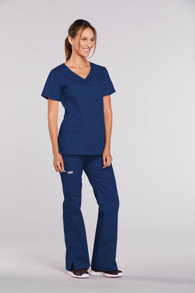 Navy - Cherokee Workwear Core Stretch V-Neck Top
