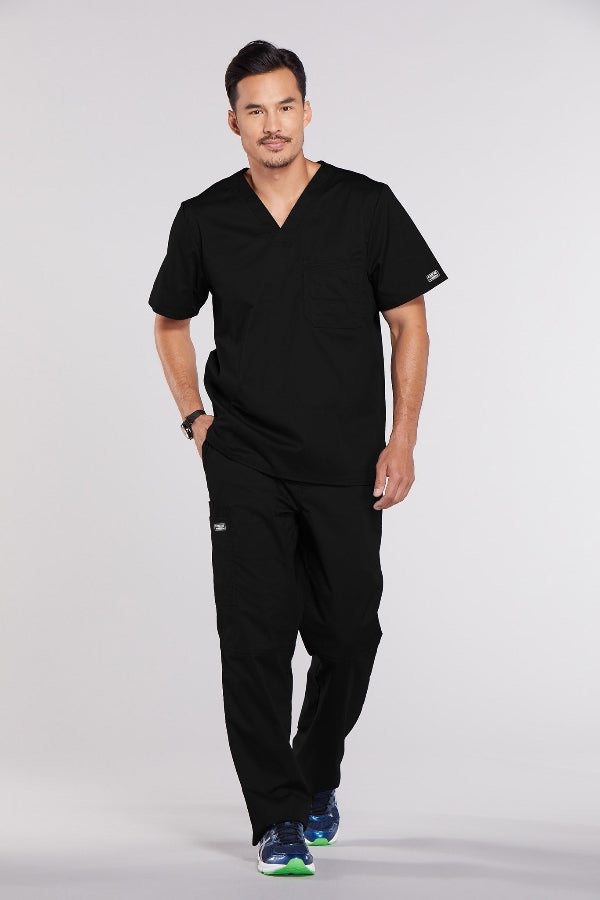 Black - Cherokee Workwear Core Stretch Men's V-Neck Top