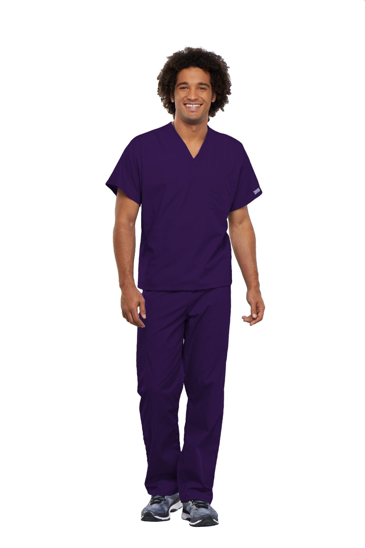 Eggplant - Cherokee Workwear Originals Unisex V-Neck Tunic
