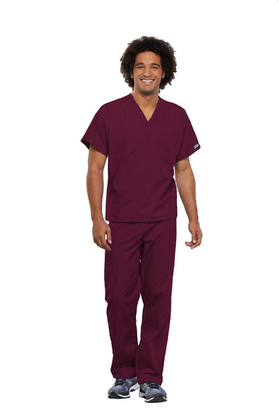 Wine - Cherokee Workwear Originals Unisex V-Neck Tunic