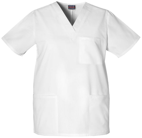 White - Cherokee Workwear Originals Unisex V-Neck Top