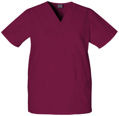 Wine - Cherokee Workwear Originals Unisex V-Neck Top