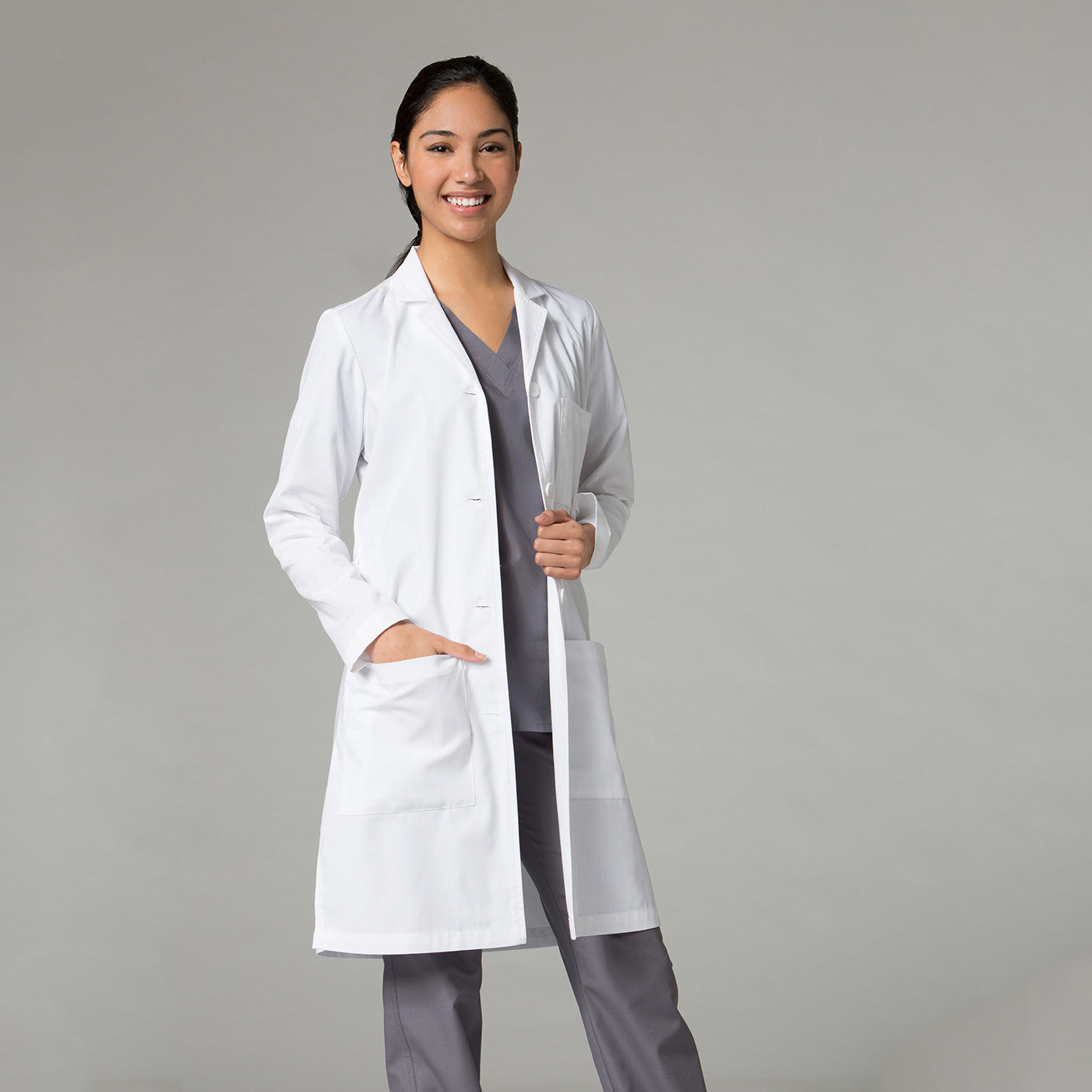 White - Maevn Red Panda Women's Long Lab Coat