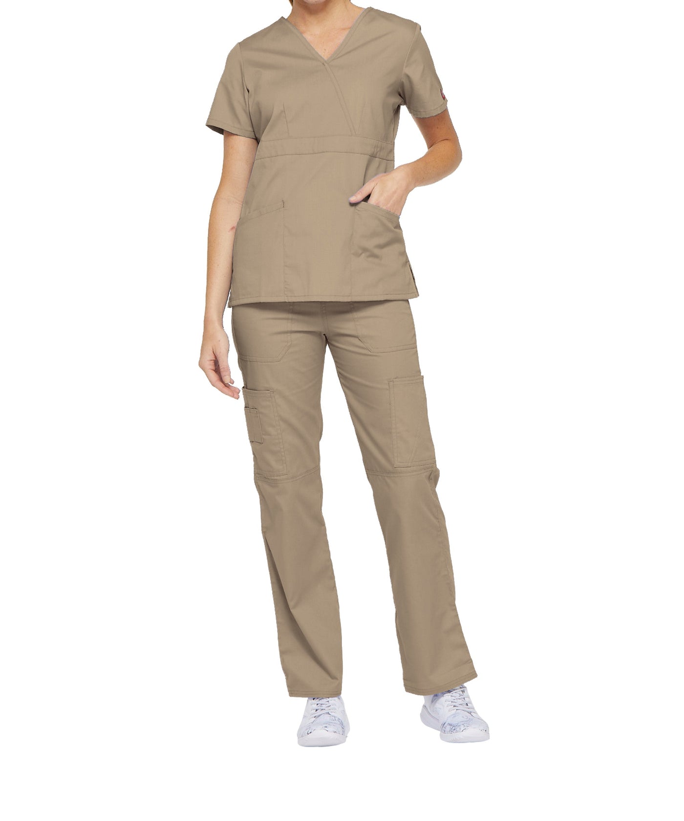 Dark Khaki - Dickies EDS Signature Mock Wrap Top