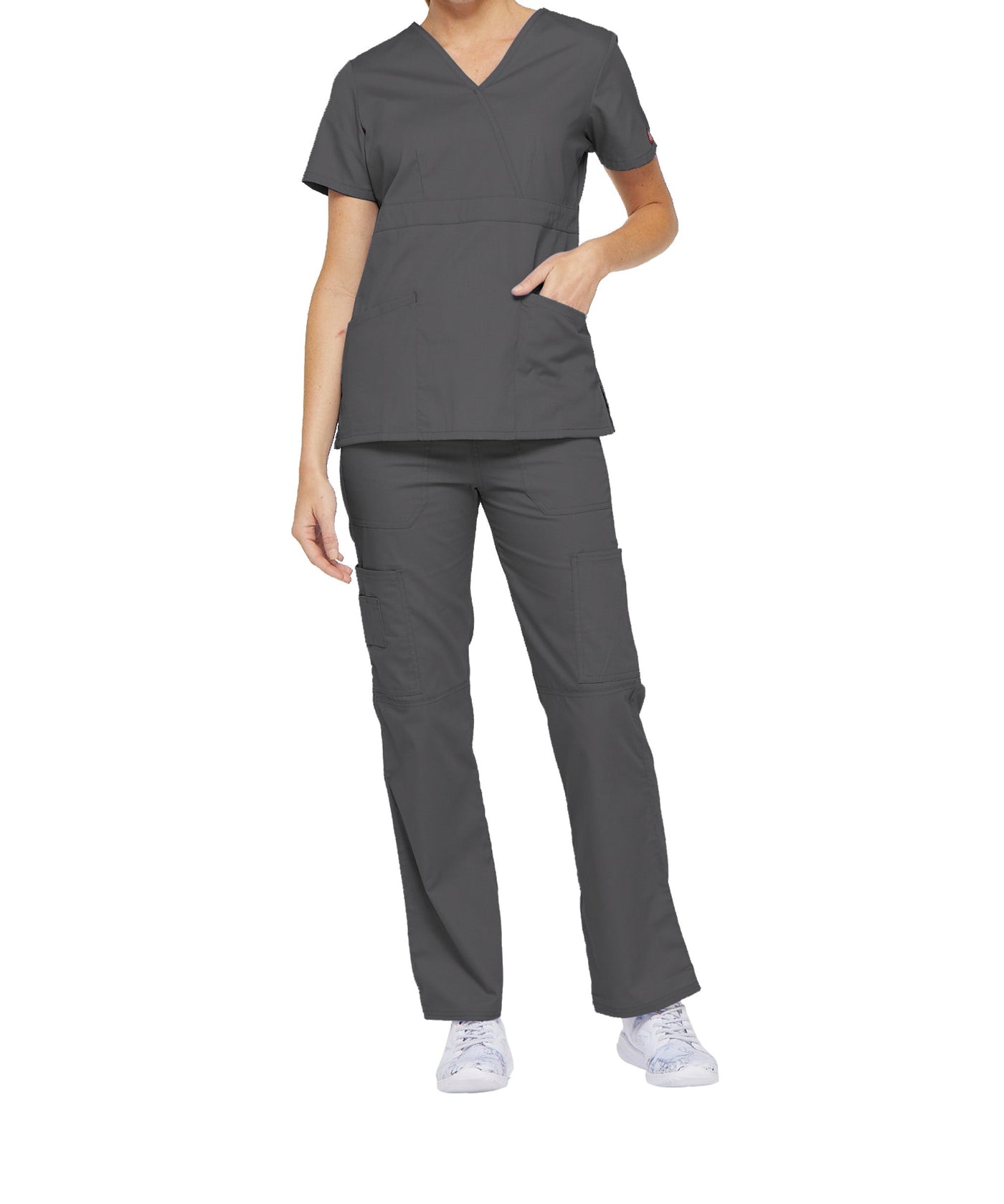 Pewter - Dickies EDS Signature Mock Wrap Top