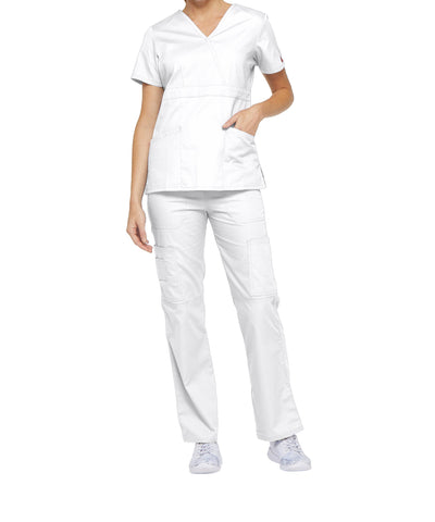 White - Dickies EDS Signature Mock Wrap Top