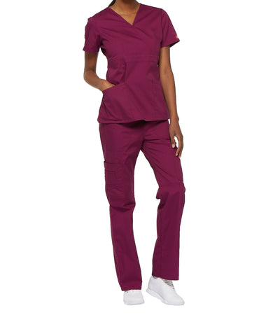 Wine - Dickies EDS Signature Mock Wrap Top