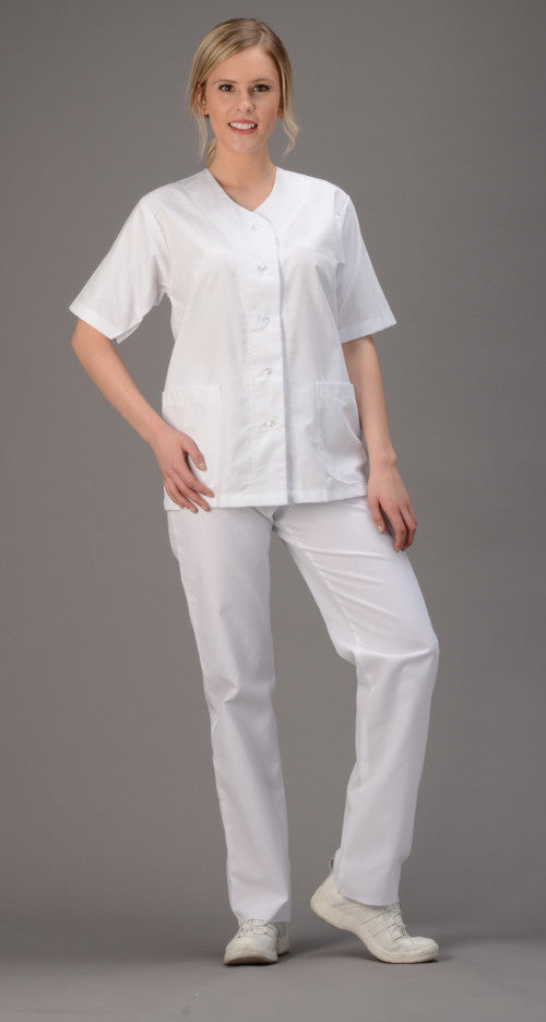 White - Avida Button Front Top