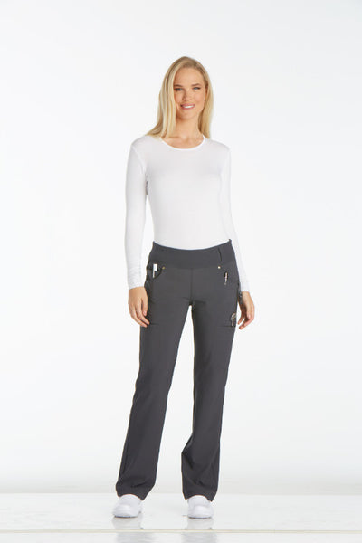 Pewter - Cherokee iFlex Mid Rise Pull On Pant