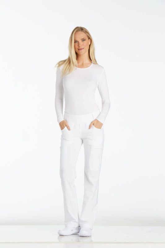 White - Cherokee iFlex Mid Rise Pull On Pant