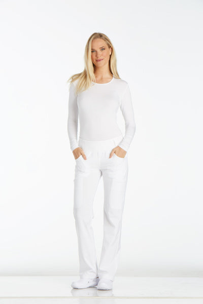White - Cherokee iFlex Mid Rise Pull On Pant