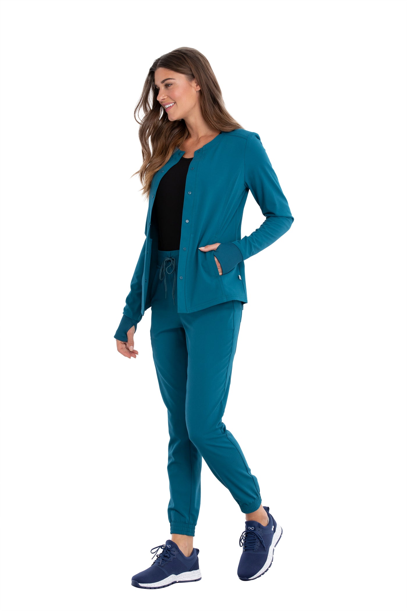 Caribbean Blue - Cherokee Euphoria Snap Front Jacket
