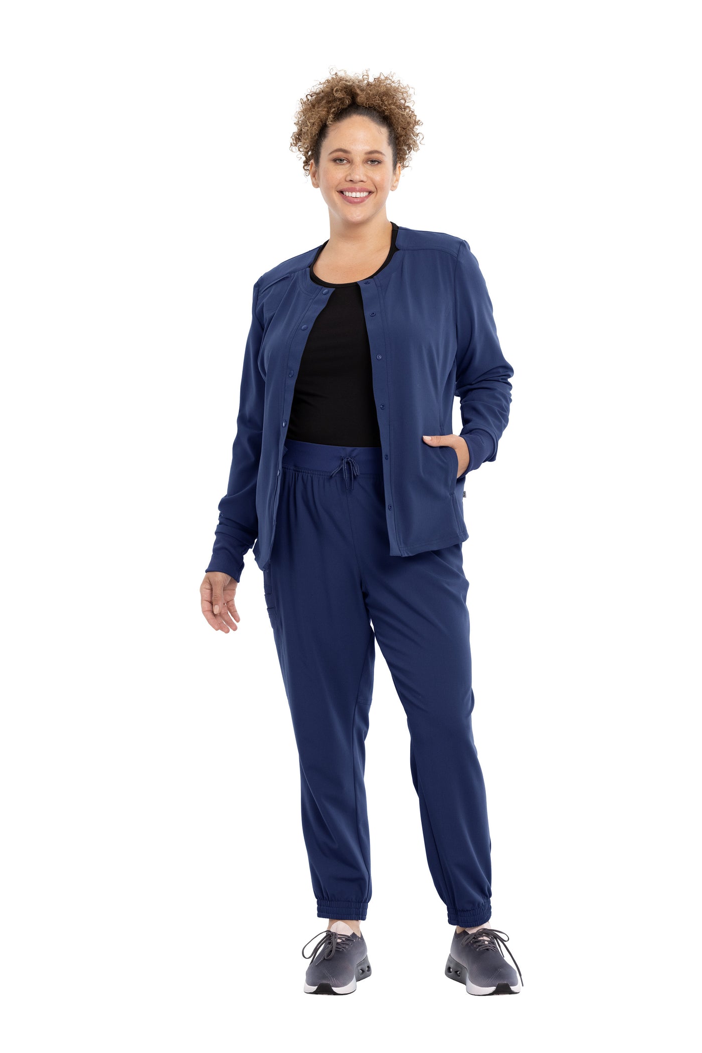 Navy - Cherokee Euphoria Snap Front Jacket