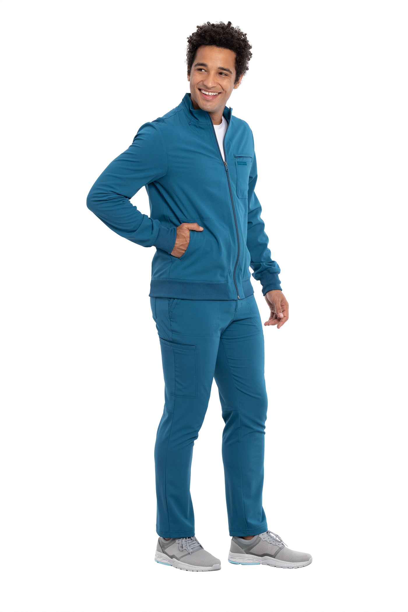 Caribbean Blue - Cherokee Euphoria Men's Zip Front Jacket