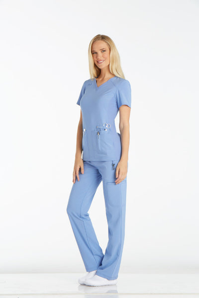 Ciel - Cherokee iFlex V-Neck Knit Panel Top