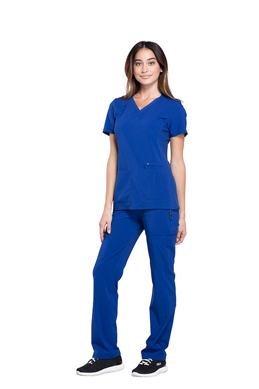 Galaxy Blue - Cherokee iFlex V-Neck Knit Panel Top