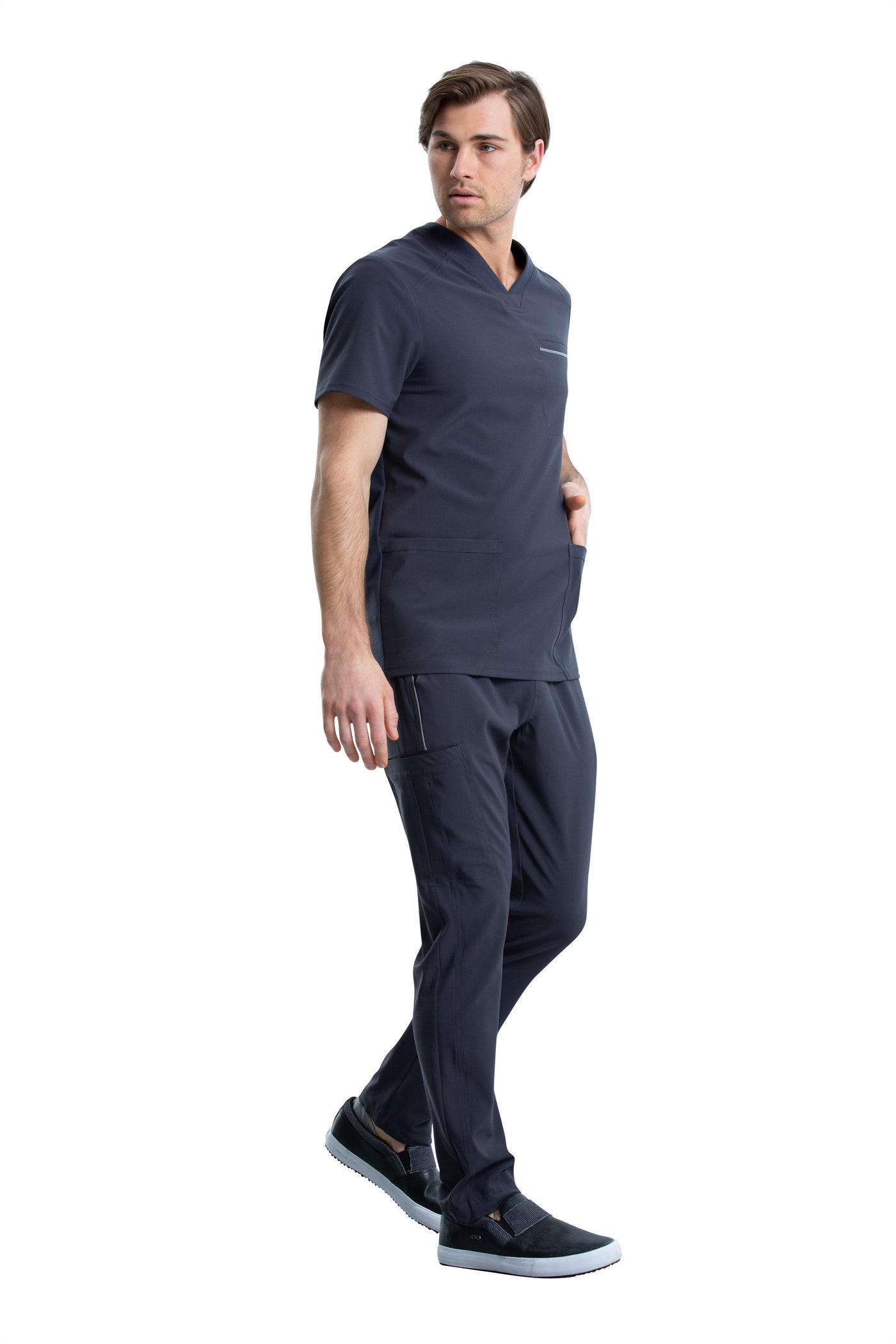 Pewter - Cherokee iFlex Men's V-Neck Top