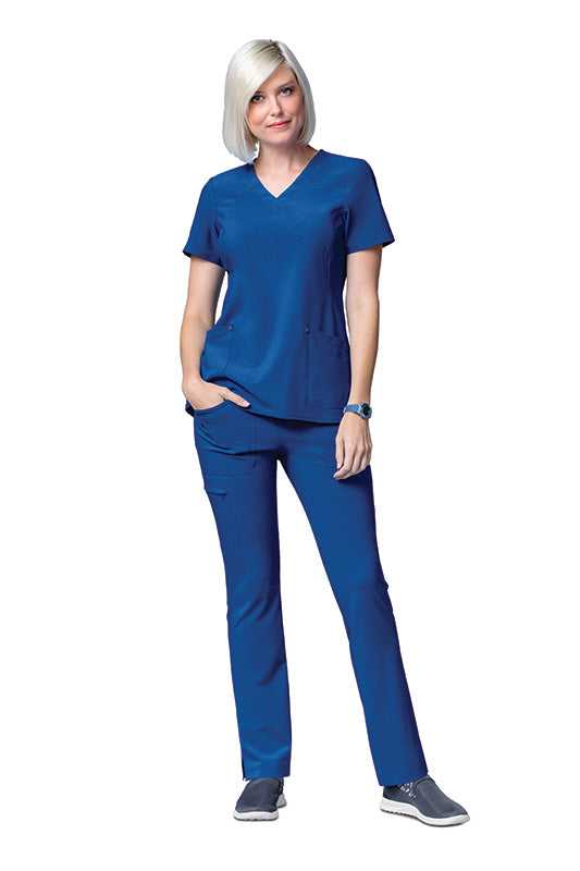 Royal - Cherokee iFlex Mock Wrap Knit Panel Top