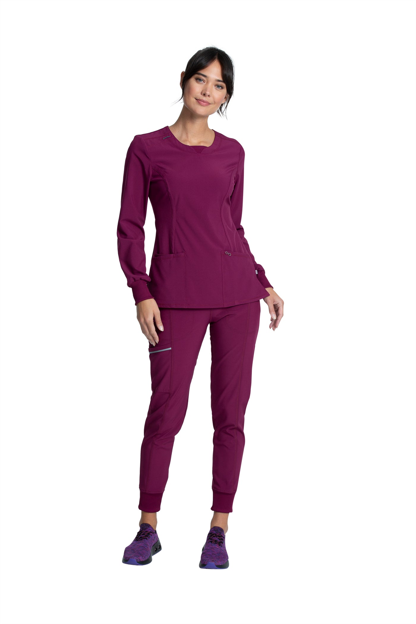 Wine - Cherokee Infinity Long Sleeve Round Neck Top