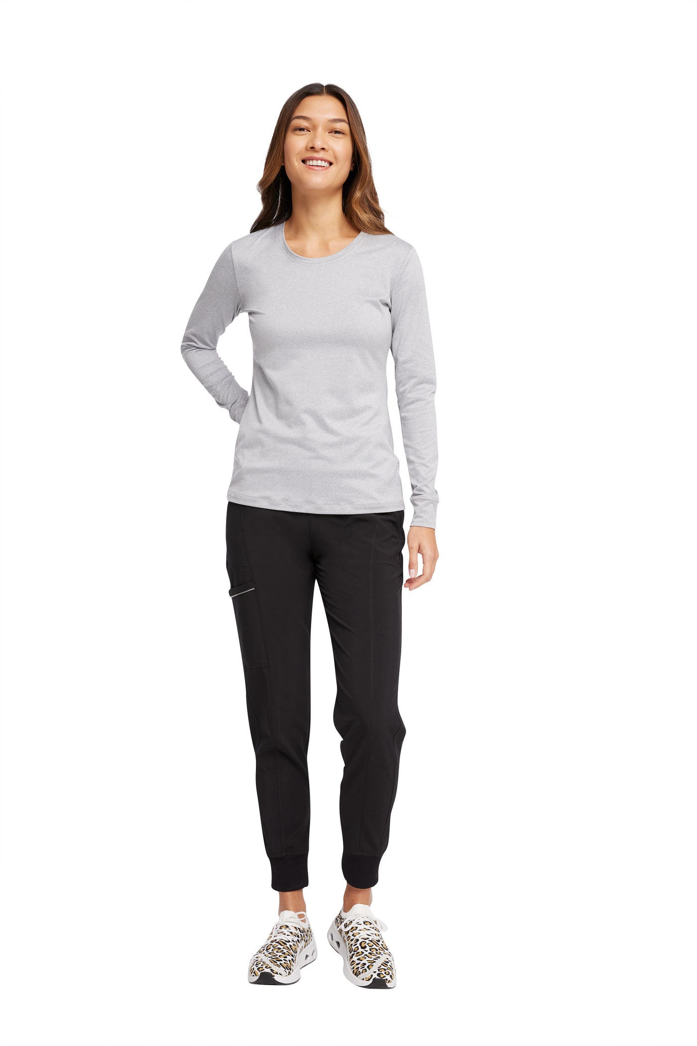 Grey - Cherokee Infinity Long Sleeve Underscrub Knit Tee