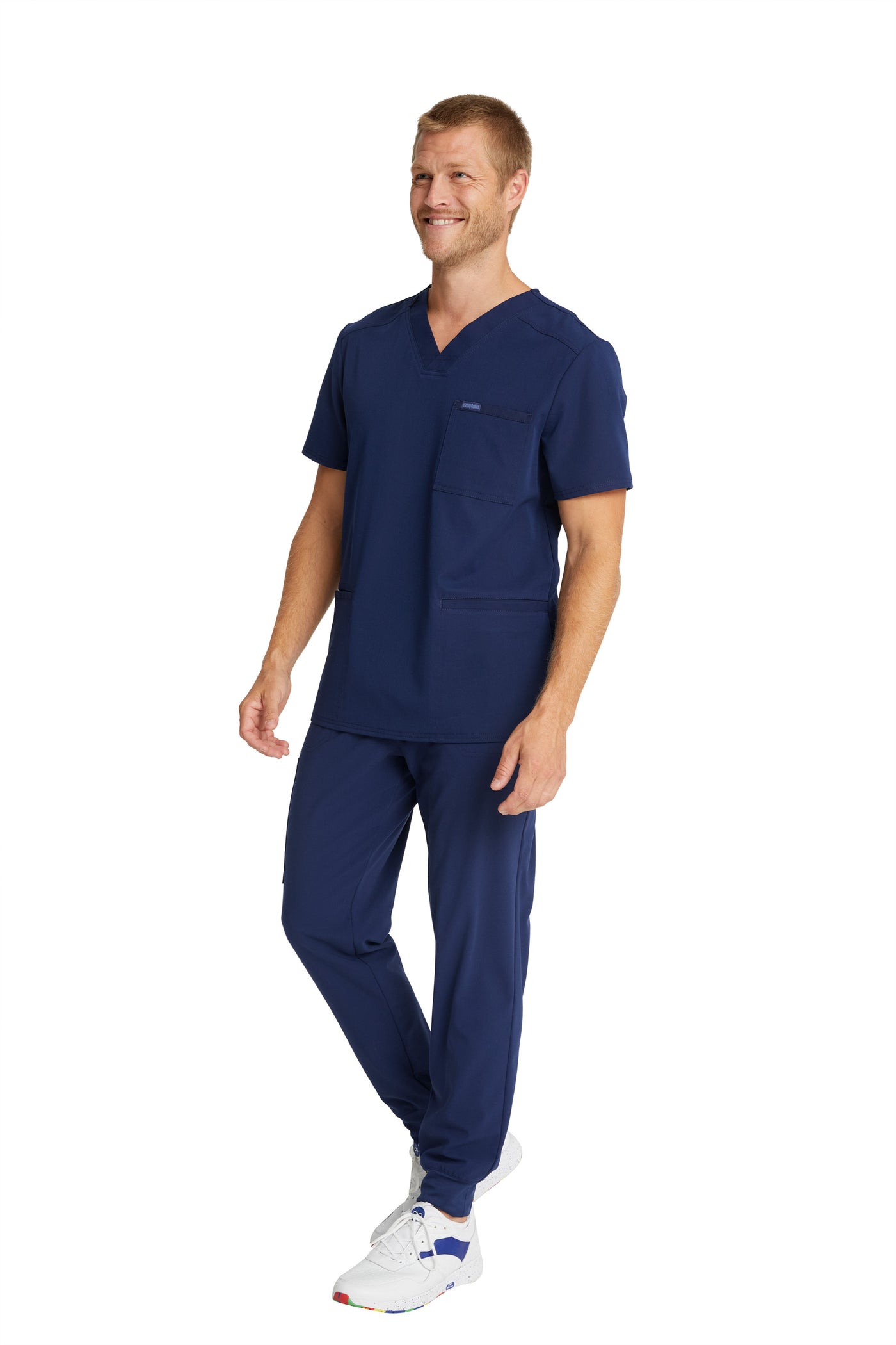 Navy - Cherokee Euphoria Men's V-Neck Top