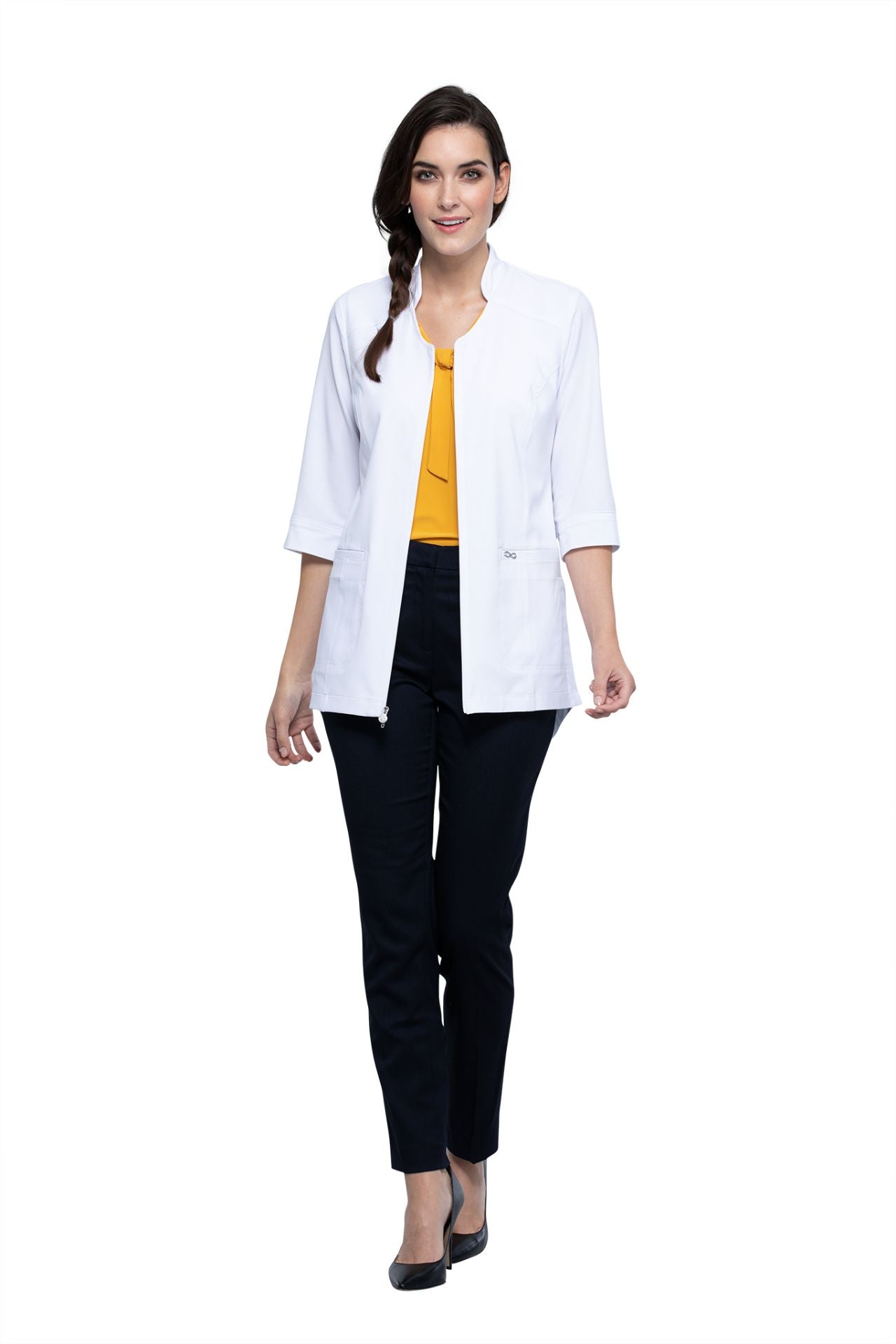 White - Cherokee Infinity Zip Front Tunic