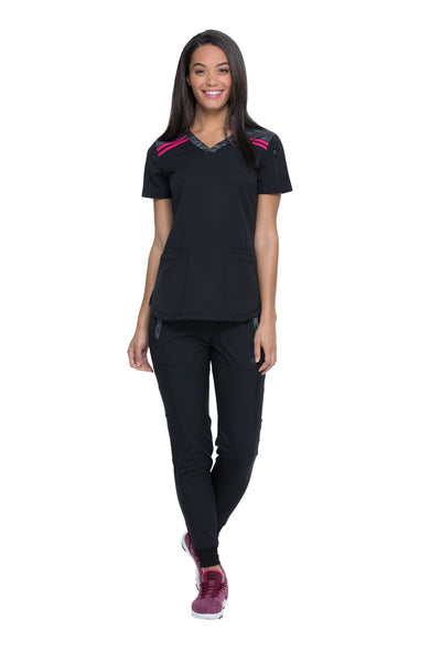 Black/Hot Pink - Dickies Dynamix V-Neck Top