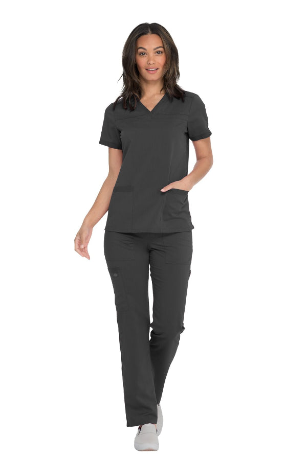 Pewter - Dickies Balance V-Neck Top With Rib Knit Panels