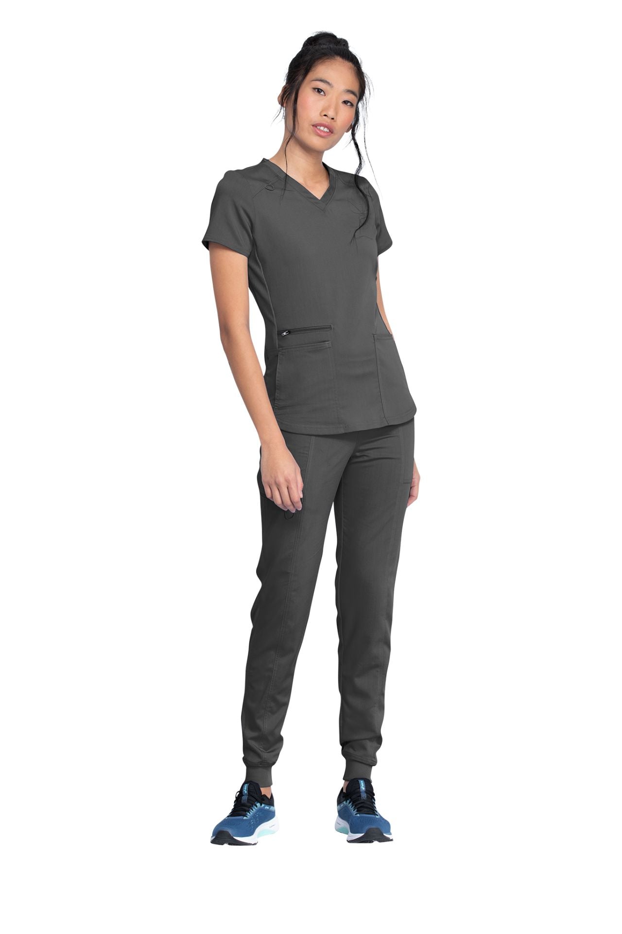 Pewter - Dickies Balance V-Neck Top With Rib Knit Panels