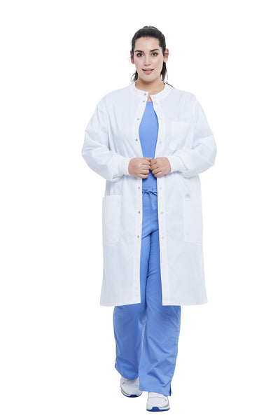 White - Genuine Dickies Industrial Strength 36" Unisex Snap Front Lab Coat