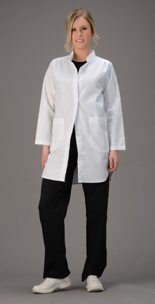 White - Avida Lab Coats 36" Women's Mandarin Collar Lab Jacket