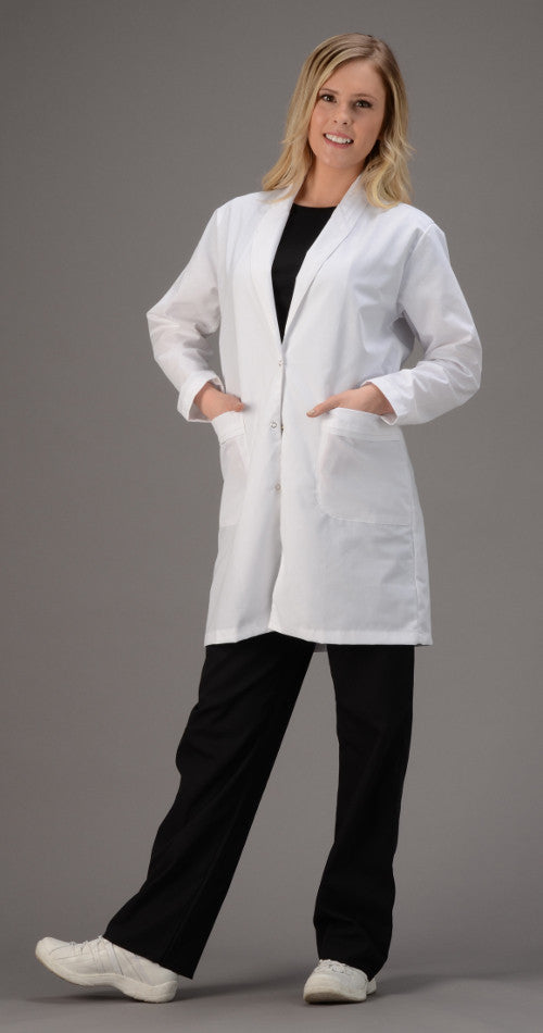 White - Avida Lab Coats 36" Women's Pleated Lab Coat