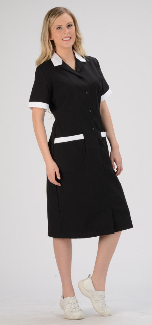 Black/White Trim - Avida Button Front Dress