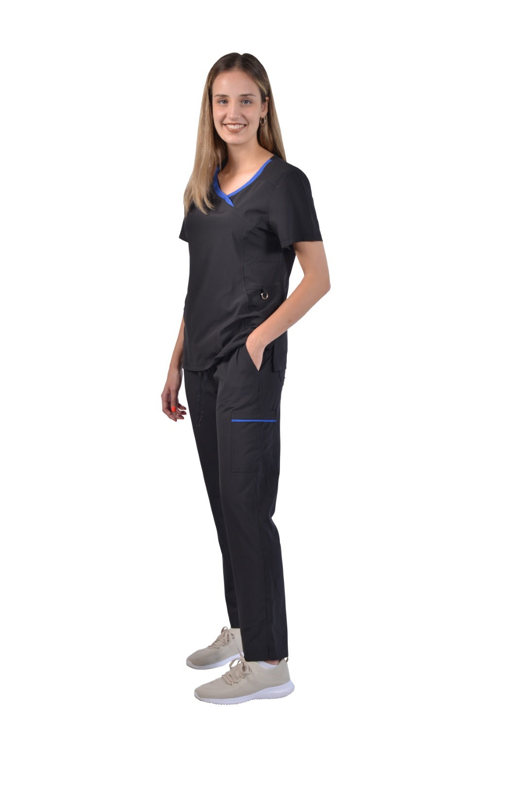 Black/Royal Blue Trim - Avida Athletic Scrub Top